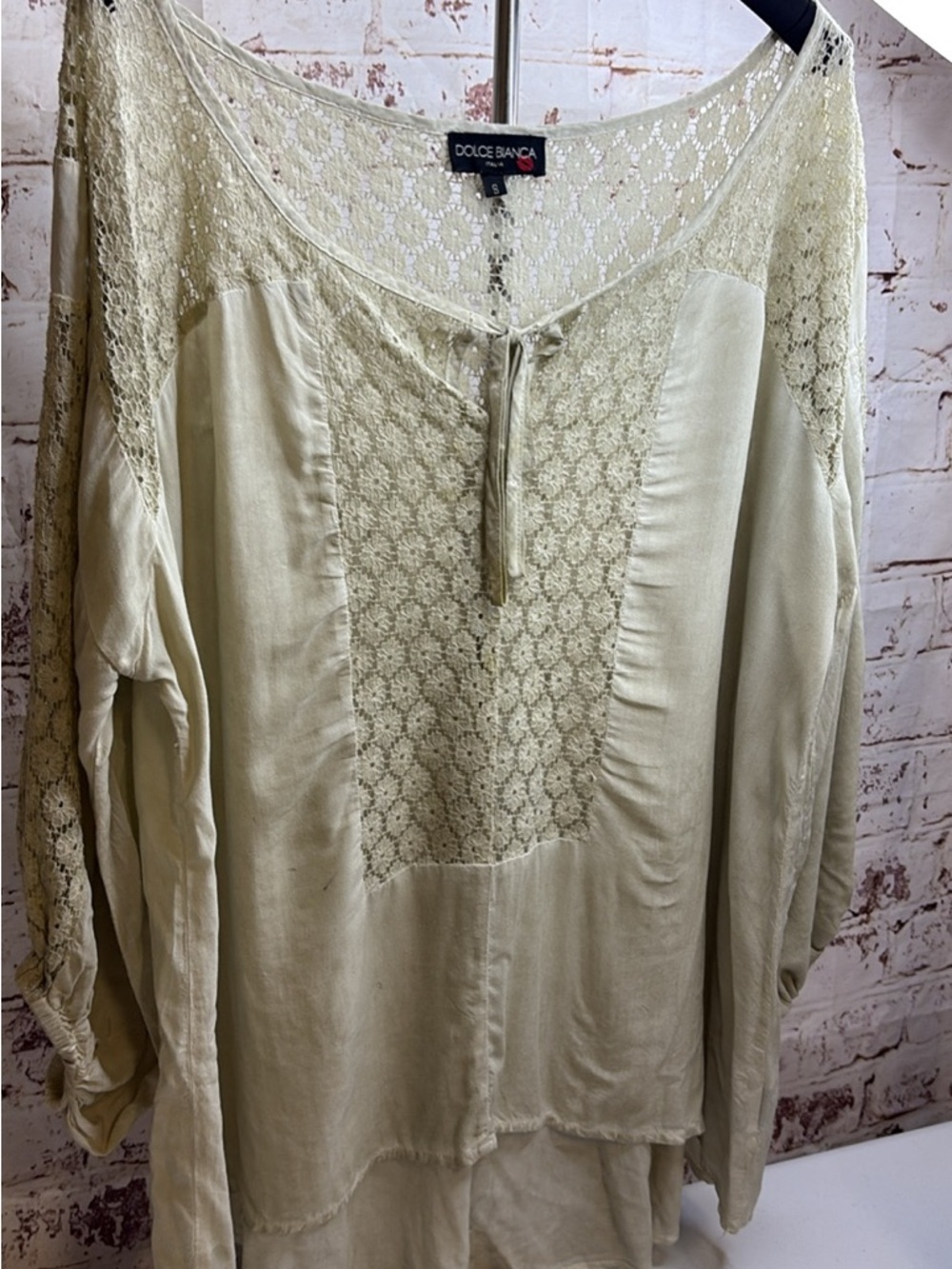 Cream Lace-Front Tunic Top